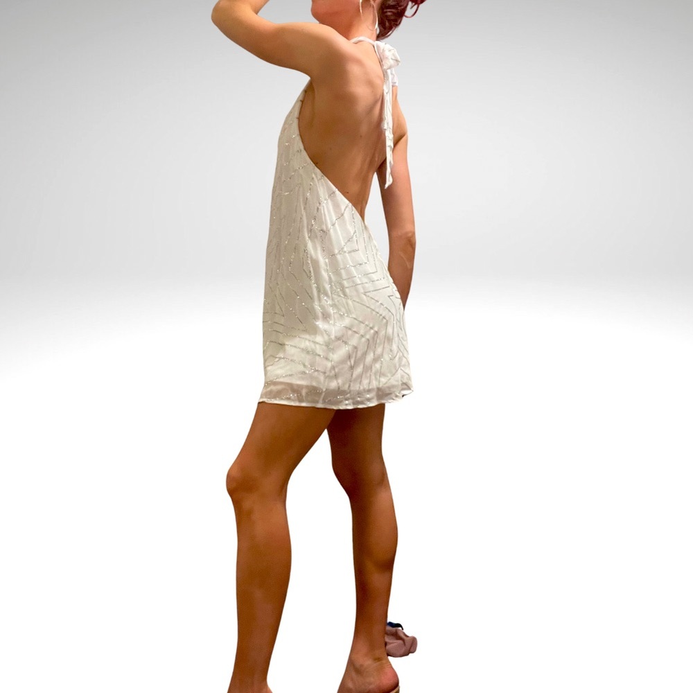 BRAND NEW NEVER WORN Lucy In The Sky Midnight Halter Dress in White Starlight